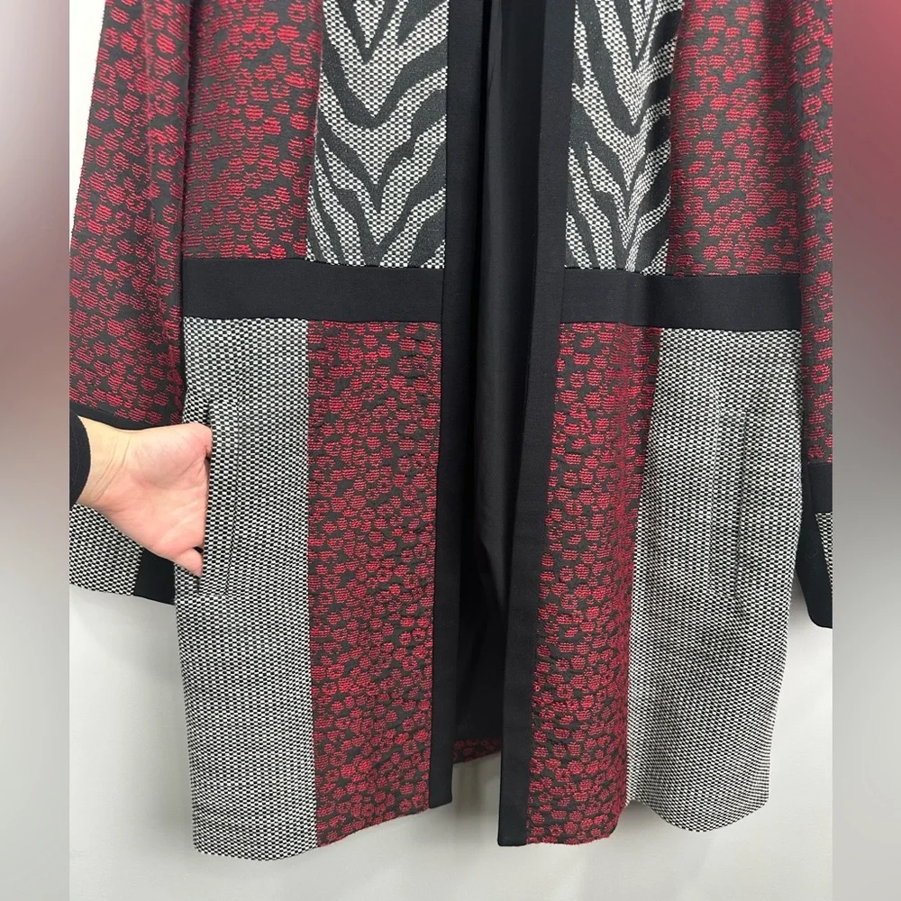 Chico’s Mixed-Media Duster Jacket Zebra Print Size XL or 16